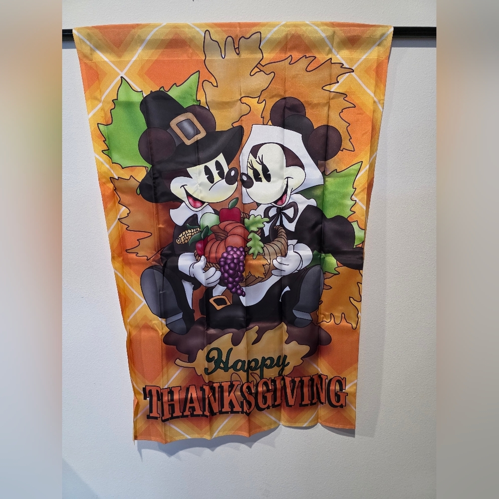 Happy Thanksgiving Mickey And Minnie Flag